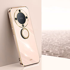 Funda Silicona Carcasa Ultrafina Goma con Magnetico Anillo de dedo Soporte XL1 para Huawei Honor X9a 5G Oro Rosa