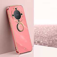 Funda Silicona Carcasa Ultrafina Goma con Magnetico Anillo de dedo Soporte XL1 para Huawei Honor X9a 5G Rosa Roja