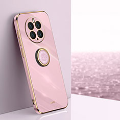 Funda Silicona Carcasa Ultrafina Goma con Magnetico Anillo de dedo Soporte XL1 para Huawei Mate 50 Pro Purpura Claro