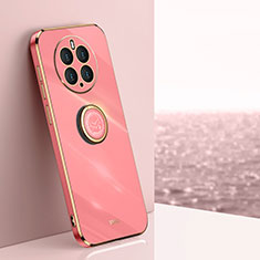 Funda Silicona Carcasa Ultrafina Goma con Magnetico Anillo de dedo Soporte XL1 para Huawei Mate 50 Pro Rosa Roja