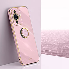 Funda Silicona Carcasa Ultrafina Goma con Magnetico Anillo de dedo Soporte XL1 para Huawei Nova 11 Ultra Purpura Claro