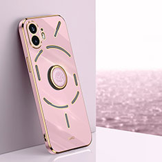 Funda Silicona Carcasa Ultrafina Goma con Magnetico Anillo de dedo Soporte XL1 para Nothing Phone 2 Purpura Claro