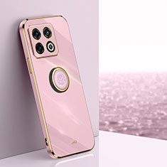 Funda Silicona Carcasa Ultrafina Goma con Magnetico Anillo de dedo Soporte XL1 para OnePlus 10T 5G Purpura Claro