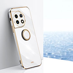 Funda Silicona Carcasa Ultrafina Goma con Magnetico Anillo de dedo Soporte XL1 para OnePlus 11R 5G Blanco