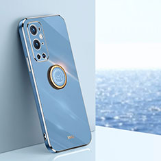 Funda Silicona Carcasa Ultrafina Goma con Magnetico Anillo de dedo Soporte XL1 para OnePlus 9 Pro 5G Azul