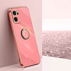 Funda Silicona Carcasa Ultrafina Goma con Magnetico Anillo de dedo Soporte XL1 para OnePlus Nord CE 2 5G Rosa Roja