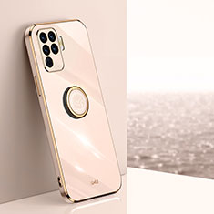 Funda Silicona Carcasa Ultrafina Goma con Magnetico Anillo de dedo Soporte XL1 para Oppo F19 Pro Oro