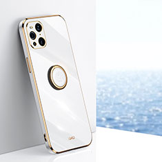 Funda Silicona Carcasa Ultrafina Goma con Magnetico Anillo de dedo Soporte XL1 para Oppo Find X3 5G Blanco