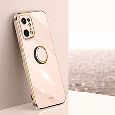 Funda Silicona Carcasa Ultrafina Goma con Magnetico Anillo de dedo Soporte XL1 para Oppo Find X5 Pro 5G Oro