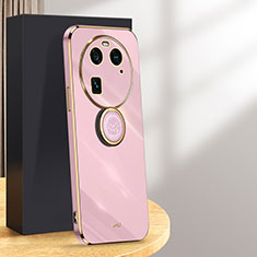 Funda Silicona Carcasa Ultrafina Goma con Magnetico Anillo de dedo Soporte XL1 para Oppo Find X6 Pro 5G Purpura Claro