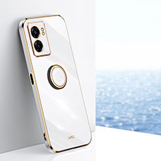 Funda Silicona Carcasa Ultrafina Goma con Magnetico Anillo de dedo Soporte XL1 para Oppo K10 5G India Blanco