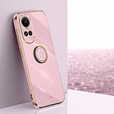 Funda Silicona Carcasa Ultrafina Goma con Magnetico Anillo de dedo Soporte XL1 para Oppo Reno10 Pro 5G Purpura Claro