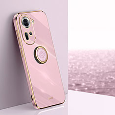 Funda Silicona Carcasa Ultrafina Goma con Magnetico Anillo de dedo Soporte XL1 para Oppo Reno11 5G Purpura Claro