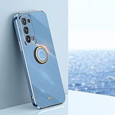 Funda Silicona Carcasa Ultrafina Goma con Magnetico Anillo de dedo Soporte XL1 para Oppo Reno6 Pro+ Plus 5G Azul