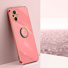 Funda Silicona Carcasa Ultrafina Goma con Magnetico Anillo de dedo Soporte XL1 para Oppo Reno8 Lite 5G Rosa Roja