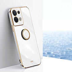 Funda Silicona Carcasa Ultrafina Goma con Magnetico Anillo de dedo Soporte XL1 para Oppo Reno8 Pro 5G Blanco