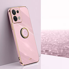 Funda Silicona Carcasa Ultrafina Goma con Magnetico Anillo de dedo Soporte XL1 para Oppo Reno9 5G Rosa