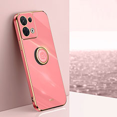 Funda Silicona Carcasa Ultrafina Goma con Magnetico Anillo de dedo Soporte XL1 para Oppo Reno9 Pro 5G Rosa Roja