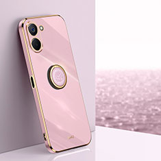 Funda Silicona Carcasa Ultrafina Goma con Magnetico Anillo de dedo Soporte XL1 para Realme 10S 5G Purpura Claro