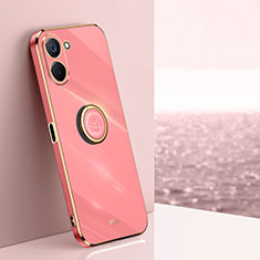 Funda Silicona Carcasa Ultrafina Goma con Magnetico Anillo de dedo Soporte XL1 para Realme 10S 5G Rosa Roja