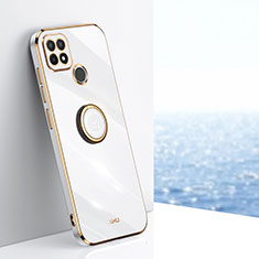 Funda Silicona Carcasa Ultrafina Goma con Magnetico Anillo de dedo Soporte XL1 para Realme C25Y India Blanco