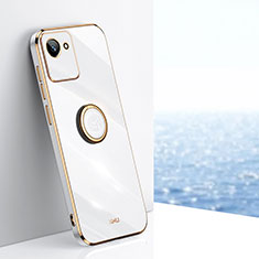 Funda Silicona Carcasa Ultrafina Goma con Magnetico Anillo de dedo Soporte XL1 para Realme C30 Blanco