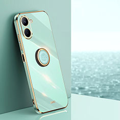 Funda Silicona Carcasa Ultrafina Goma con Magnetico Anillo de dedo Soporte XL1 para Realme C33 (2023) Verde