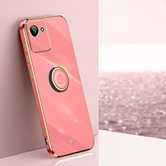 Funda Silicona Carcasa Ultrafina Goma con Magnetico Anillo de dedo Soporte XL1 para Realme Narzo 50i Prime Rosa Roja