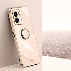 Funda Silicona Carcasa Ultrafina Goma con Magnetico Anillo de dedo Soporte XL1 para Realme V23i 5G Oro