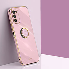 Funda Silicona Carcasa Ultrafina Goma con Magnetico Anillo de dedo Soporte XL1 para Samsung Galaxy A03s Rosa