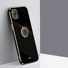 Funda Silicona Carcasa Ultrafina Goma con Magnetico Anillo de dedo Soporte XL1 para Samsung Galaxy A22 5G Negro