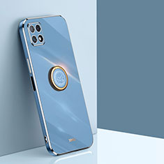 Funda Silicona Carcasa Ultrafina Goma con Magnetico Anillo de dedo Soporte XL1 para Samsung Galaxy A22s 5G Azul