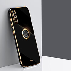 Funda Silicona Carcasa Ultrafina Goma con Magnetico Anillo de dedo Soporte XL1 para Samsung Galaxy A50 Negro