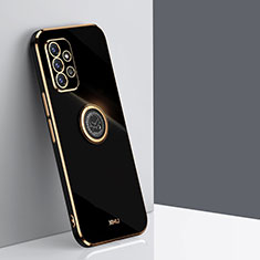 Funda Silicona Carcasa Ultrafina Goma con Magnetico Anillo de dedo Soporte XL1 para Samsung Galaxy A72 4G Negro