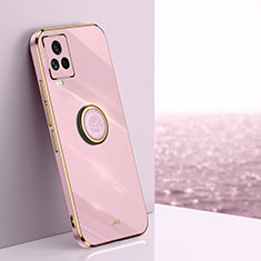 Funda Silicona Carcasa Ultrafina Goma con Magnetico Anillo de dedo Soporte XL1 para Vivo iQOO 7 Legend 5G Rosa