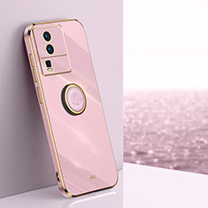 Funda Silicona Carcasa Ultrafina Goma con Magnetico Anillo de dedo Soporte XL1 para Vivo iQOO Neo7 SE Rosa