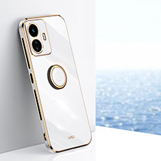 Funda Silicona Carcasa Ultrafina Goma con Magnetico Anillo de dedo Soporte XL1 para Vivo iQOO Z6 Lite 5G Blanco