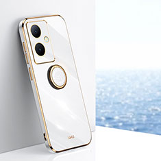 Funda Silicona Carcasa Ultrafina Goma con Magnetico Anillo de dedo Soporte XL1 para Vivo V29 Lite 5G Blanco