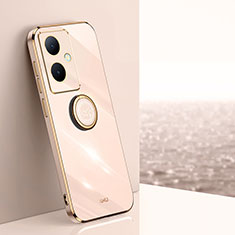 Funda Silicona Carcasa Ultrafina Goma con Magnetico Anillo de dedo Soporte XL1 para Vivo V29 Lite 5G Oro