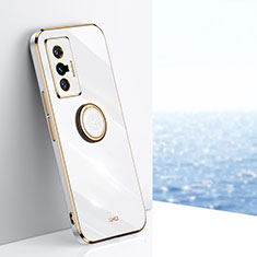 Funda Silicona Carcasa Ultrafina Goma con Magnetico Anillo de dedo Soporte XL1 para Vivo X70 5G Blanco