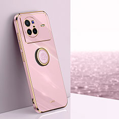 Funda Silicona Carcasa Ultrafina Goma con Magnetico Anillo de dedo Soporte XL1 para Vivo X80 5G Rosa