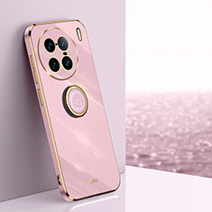 Funda Silicona Carcasa Ultrafina Goma con Magnetico Anillo de dedo Soporte XL1 para Vivo X90 Pro+ Plus 5G Rosa