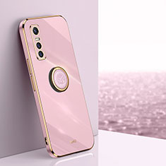 Funda Silicona Carcasa Ultrafina Goma con Magnetico Anillo de dedo Soporte XL1 para Vivo Y73s 5G Rosa