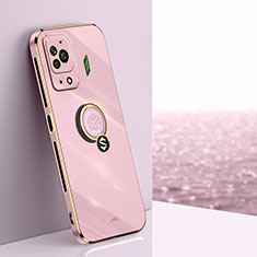 Funda Silicona Carcasa Ultrafina Goma con Magnetico Anillo de dedo Soporte XL1 para Xiaomi Black Shark 5 Pro 5G Rosa