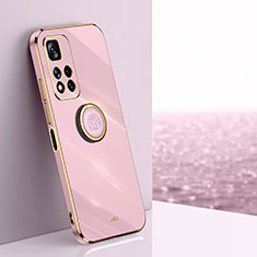 Funda Silicona Carcasa Ultrafina Goma con Magnetico Anillo de dedo Soporte XL1 para Xiaomi Mi 11i 5G (2022) Rosa