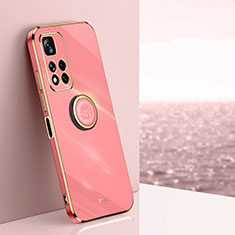 Funda Silicona Carcasa Ultrafina Goma con Magnetico Anillo de dedo Soporte XL1 para Xiaomi Mi 11i 5G (2022) Rosa Roja