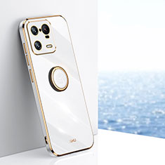 Funda Silicona Carcasa Ultrafina Goma con Magnetico Anillo de dedo Soporte XL1 para Xiaomi Mi 13 Pro 5G Blanco