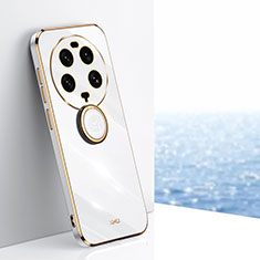 Funda Silicona Carcasa Ultrafina Goma con Magnetico Anillo de dedo Soporte XL1 para Xiaomi Mi 13 Ultra 5G Blanco