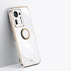 Funda Silicona Carcasa Ultrafina Goma con Magnetico Anillo de dedo Soporte XL1 para Xiaomi Mi Mix 4 5G Blanco