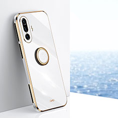 Funda Silicona Carcasa Ultrafina Goma con Magnetico Anillo de dedo Soporte XL1 para Xiaomi Poco F3 GT 5G Blanco